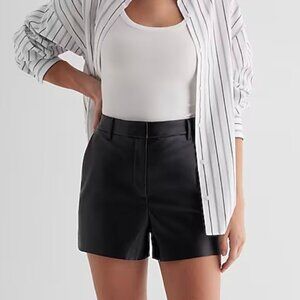 EXPRESS Editor High Waisted Faux Leather Shorts Black (Size 6)